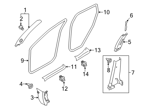 2017 Nissan Juke Interior Trim - Pillars, Rocker & Floor Welt-Body Side, Front RH Diagram for 76921-1KA1B