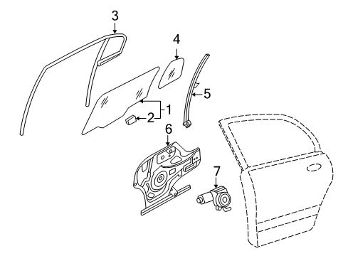 2010 Kia Optima Rear Door Glass-Rear Door Window L Diagram for 834172G000