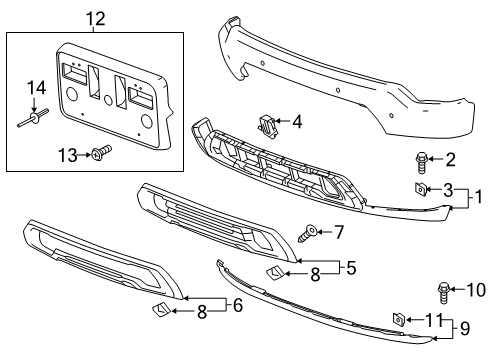 2019 GMC Sierra 1500 Front Bumper Lower Deflector Diagram for 84225817