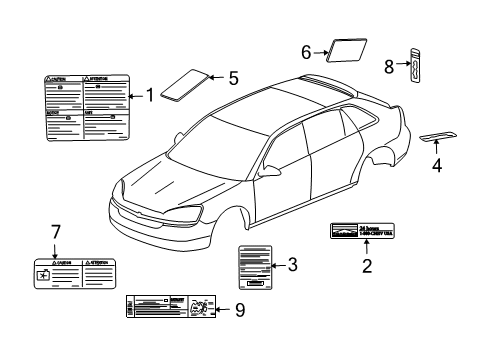 2007 Chevrolet Malibu Information Labels Caution Label Diagram for 22717007