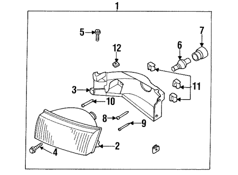 1994 Nissan Quest Bulbs Driver Side Headlight Assembly Diagram for B6060-0B000