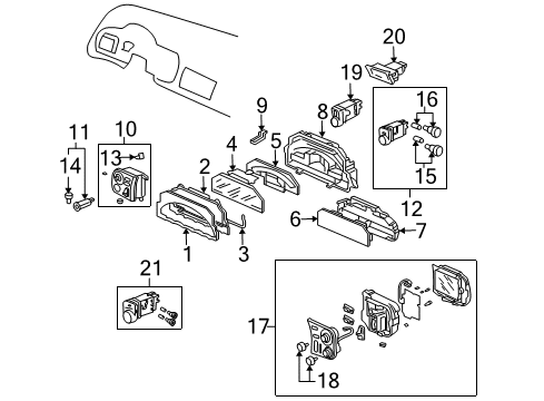 2006 Honda S2000 Cluster & Switches Indicator Assy., Passenger SRSoff Diagram for 77955-S2A-A01