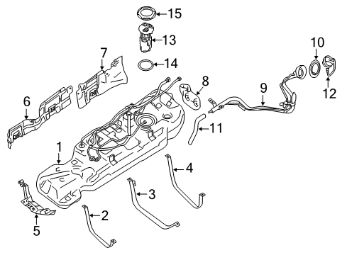 2014 Nissan Pathfinder Fuel Supply Fuel Tank Assembly Diagram for 17202-3KA1A