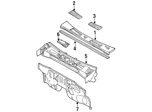 1988 Nissan Pathfinder Cowl Insulator-Dash Diagram for 67900-10G00