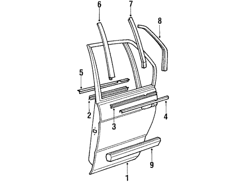 1988 BMW 735i Rear Door Door Weather Strip Inner Right Diagram for 51228105104