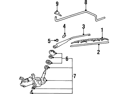 1996 Hyundai Accent Wiper & Washer Components Pivot Kit-Wiper Linkage Diagram for 98721-22000