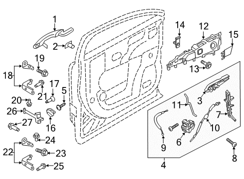 2016 Lincoln MKX Front Door Handle, Outside Diagram for GA1Z-5422405-ABPTM