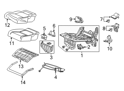 2022 Honda Odyssey Third Row Seats Pad Complete Right, Rear-Cushion Diagram for 82137-THR-L01