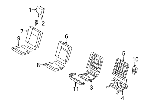 2007 BMW X5 Third Row Seats Seat Cover, Leather Diagram for 52307156156