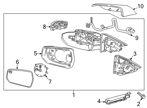 2021 Chevrolet Malibu Mirrors Mirror Assembly Diagram for 84705505