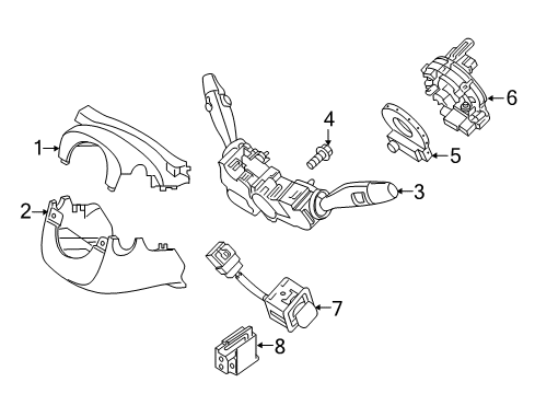 2019 Genesis G80 Shroud, Switches & Levers Unit Assembly-Tilt & Tele Diagram for 95450-B1300