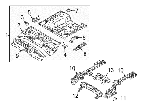 2022 Hyundai Accent Rear Floor & Rails Panel Assembly-Rear Floor Diagram for 65511H9200