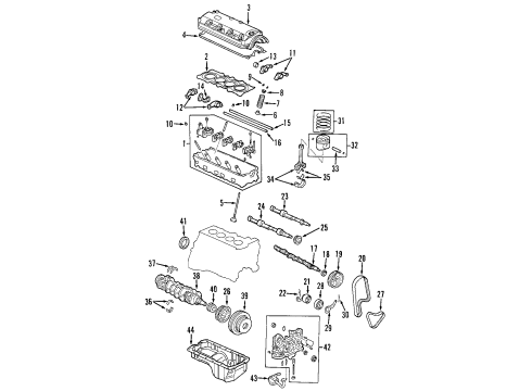 1999 Honda Accord Engine Parts, Mounts, Cylinder Head & Valves, Camshaft & Timing, Oil Pan, Oil Pump, Crankshaft & Bearings, Pistons, Rings & Bearings, Variable Valve Timing Arm A, Exhuast Rocker Diagram for 14441-ZW5-000