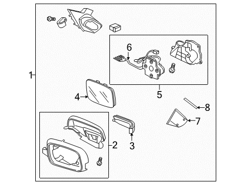 2009 Acura TL Mirrors Mirror Assembly, Driver Side Door (Borealis Blue Pearl) (R.C.) (Heated) Diagram for 76250-TK4-A01ZB