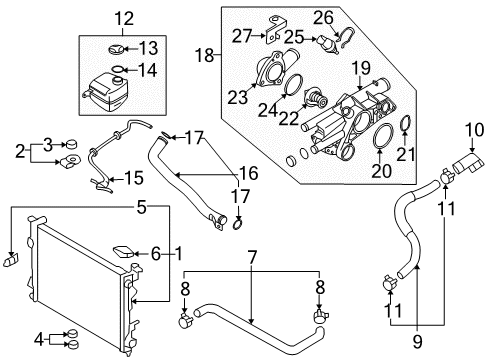 2015 Hyundai Tucson Radiator & Components Radiator Reservoir And Hose Assembly Diagram for 25430-2S050