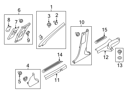 2013 Hyundai Elantra GT Interior Trim - Pillars, Rocker & Floor Trim Assembly-Center Pillar Lower LH Diagram for 85835-A5050-RY