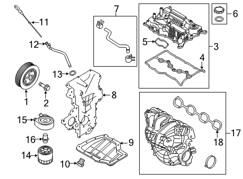 2015 Hyundai Sonata Engine Parts, Mounts, Cylinder Head & Valves, Camshaft & Timing, Variable Valve Timing, Oil Pan, Oil Pump, Balance Shafts, Crankshaft & Bearings, Pistons, Rings & Bearings Hose Assembly-Breather Diagram for 26710-2B710