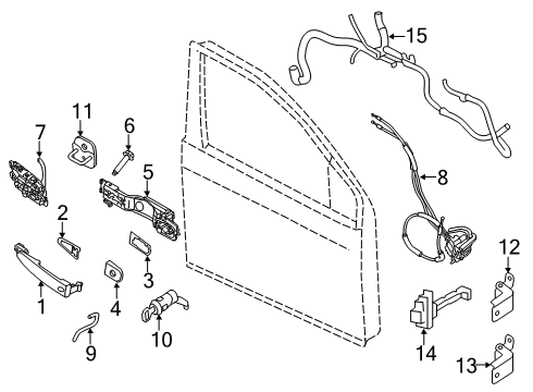 2014 Nissan Sentra Front Door Rear Door Inside Handle Assembly, Passenger Side Diagram for 80670-3SG0B