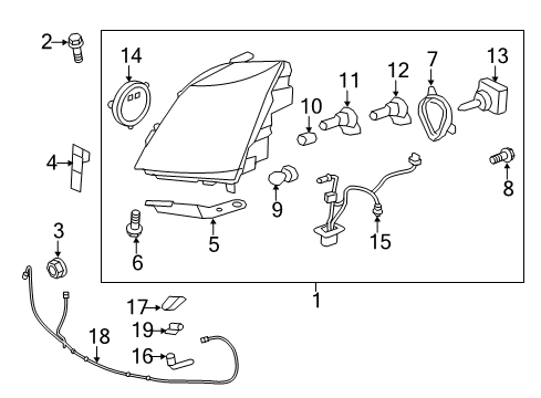 2011 Cadillac CTS Headlamps Headlamp Assembly Diagram for 22755337