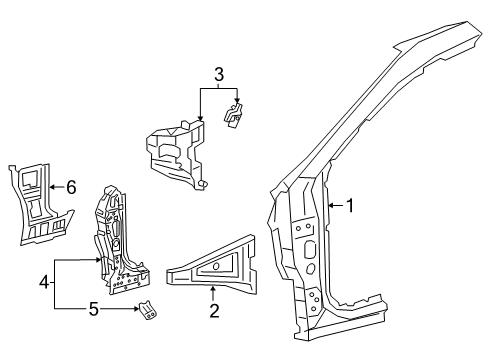 2020 Lexus ES350 Hinge Pillar Reinforcement Sub-As Diagram for 61104-06110