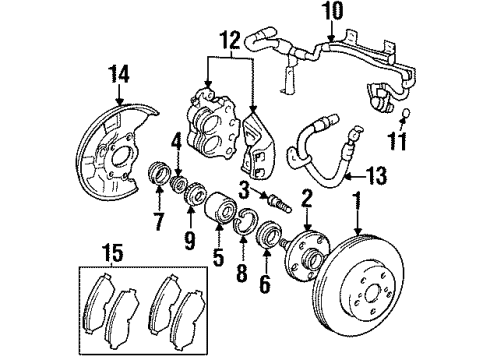 1994 Lexus SC300 Front Brakes Rotor, Skid Control, Front Diagram for 43515-24010