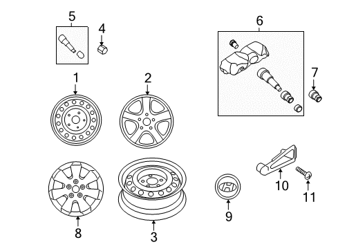 2007 Hyundai Elantra Wheels, Covers & Trim Steel Wheel Hub Cap Assembly Diagram for 52960-2H700
