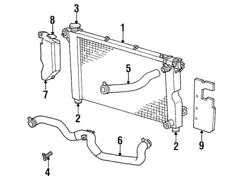 1996 Dodge Grand Caravan Radiator & Components Engine Cooling Radiator Diagram for 5191924AA