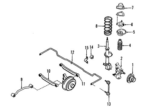 1992 Infiniti G20 Rear Suspension Components, Lower Control Arm, Stabilizer Bar Bolt-Fix, Link Diagram for 54459-ED04A