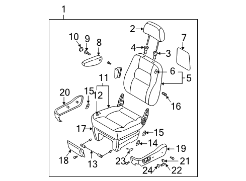 2004 Kia Sedona Power Seats Side Cover-Inner, LH Diagram for 0K56A88280CY