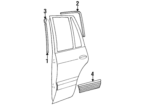 1995 Kia Sportage Exterior Trim - Rear Door MOULDING-Rear SASHA, RH Diagram for 0K01972981A
