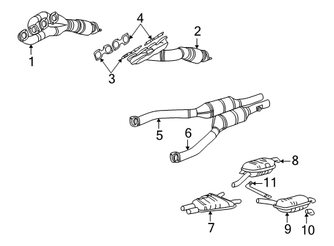 2001 BMW 740i Exhaust Manifold Rear Muffler Right Diagram for 18101437548