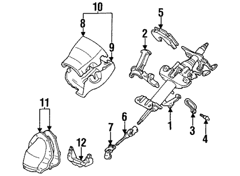 1993 Toyota Corolla Steering Column, Steering Wheel & Trim Column Assembly Diagram for 45200-12180