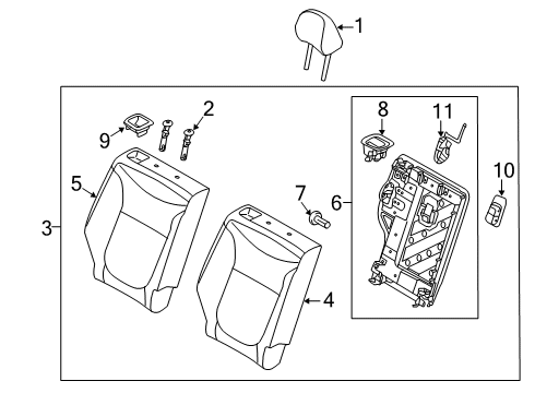 2016 Kia Soul EV Rear Seat Components Back Assembly-Rear Seat RH Diagram for 89400E4100ASK