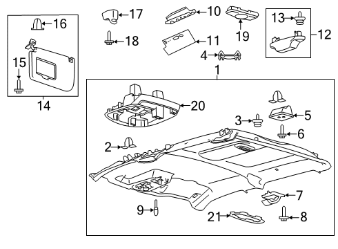 2018 Ford F-350 Super Duty Interior Trim - Cab Coat Hook Diagram for FL3Z-9929024-AA