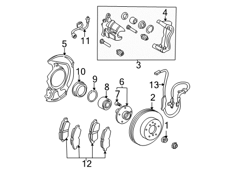 2004 Toyota Sienna Anti-Lock Brakes ACTUATOR Assembly, Brake Diagram for 44050-08081