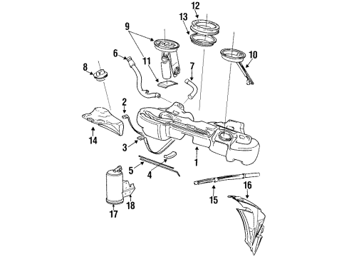 1993 BMW 325i Fuel Supply Metal Fuel Tank Diagram for 16111180175