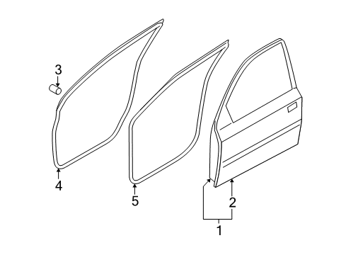 2009 Hyundai Accent Front Door Weatherstrip Assembly-Front Door Side LH Diagram for 82130-1E000