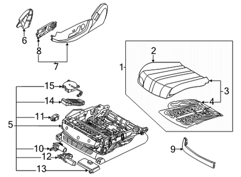 2022 Genesis GV80 Driver Seat Components Housing-FR Seat Cushion Tilt Diagram for 88532-D2000