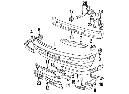1994 BMW 540i Front Bumper Cover Diagram for 51111978089