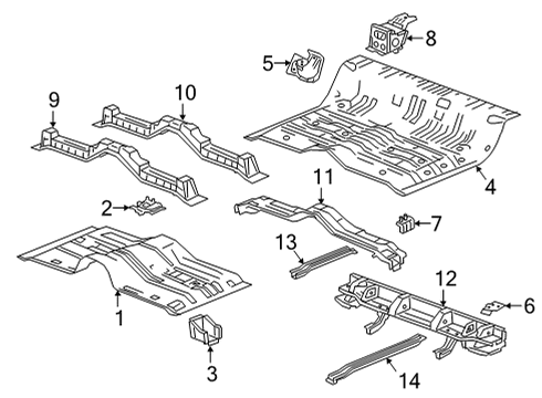 2021 Chevrolet Silverado 3500 HD Floor Rear Floor Pan Diagram for 84458145