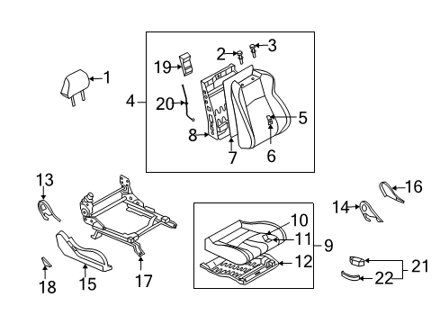 2005 Nissan 350Z Power Seats Cushion Assy-Front Seat Diagram for 87300-CD062