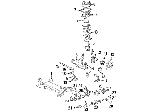 1989 Dodge Lancer Front Suspension Components, Axle Shaft, Lower Control Arm, Stabilizer Bar BSHG Pkg-Front Suspension SWAY ELIM To C/ARM Diagram for 4443426