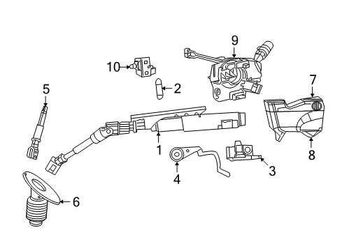 2010 Dodge Grand Caravan Steering Column & Wheel, Steering Gear & Linkage, Shroud, Switches & Levers Column-Steering Diagram for 5057950AH