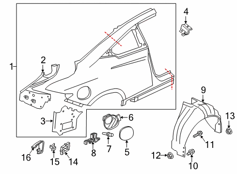 2018 Infiniti Q60 Quarter Panel & Components Fender-Rear, RH Diagram for G8100-5CAMA