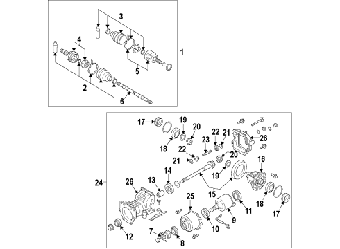 2010 Nissan Rogue Rear Axle, Axle Shafts & Joints, Differential, Drive Axles, Propeller Shaft Cover - Coupling Diagram for 38331-CA060