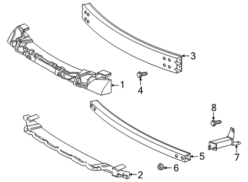 2021 Toyota Highlander Bumper & Components - Front Impact Bar Diagram for 52021-0E090