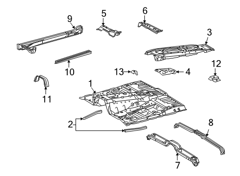 2009 Lexus LX570 Floor Pan, Front Floor Diagram for 58111-60A30