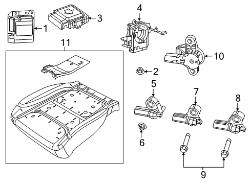 2022 Ram 1500 Air Bag Components Sensor-Acceleration Diagram for 68284052AA