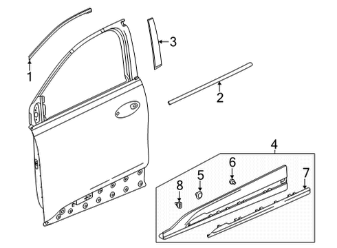 2022 Chevrolet Bolt EUV Exterior Trim - Front Door Lower Molding Diagram for 42786075