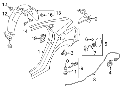 2011 Hyundai Elantra Trunk Guard Assembly-Rear Deflector, LH Diagram for 86861-3X100